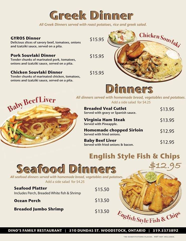 Dino's Dining Lounge - Woodstock, ON menu_pic