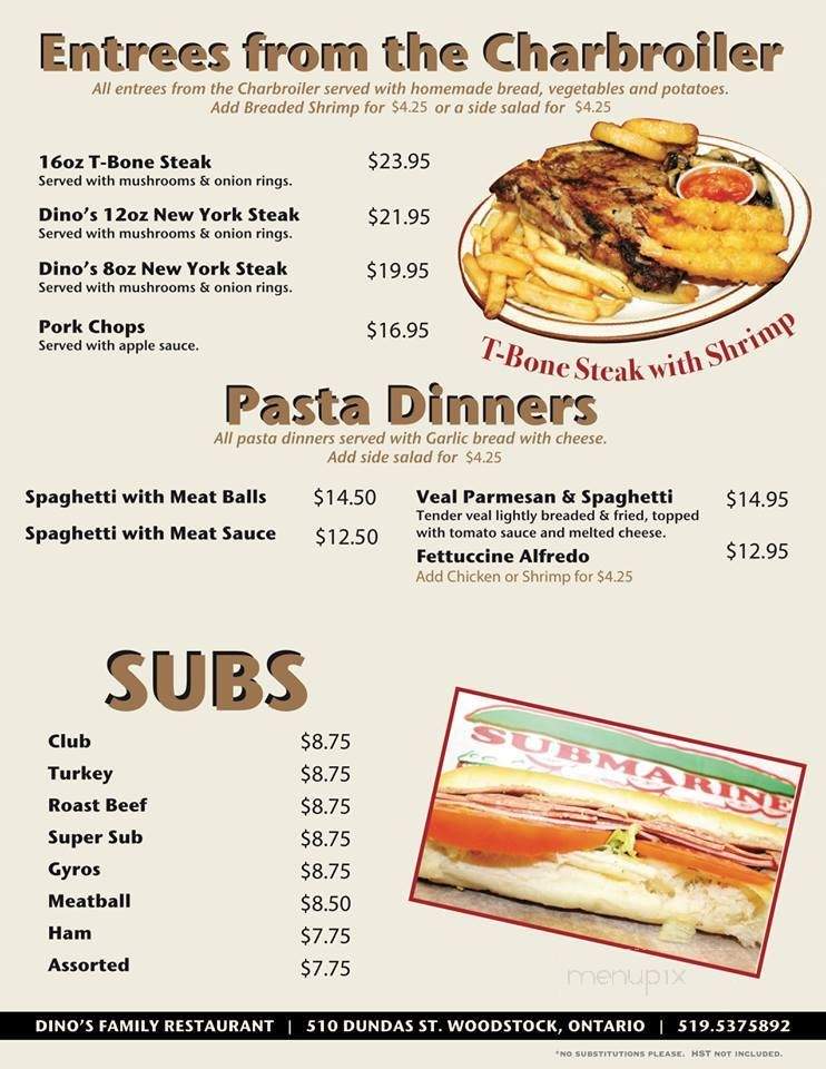 Dino's Dining Lounge - Woodstock, ON menu_pic