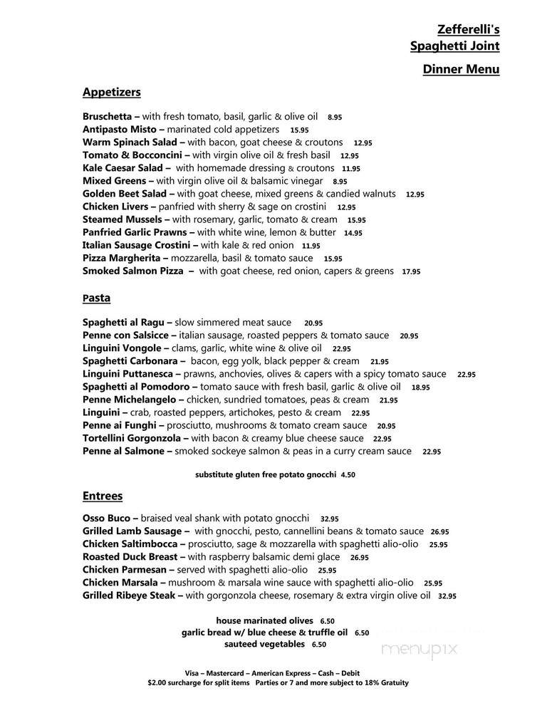 Zefferellis - Vancouver, BC menu_pic