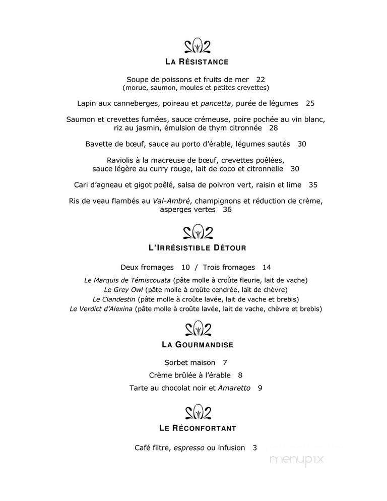 Auberge Marie Blanc Inc - Notre-Dame-Du-Lac, QC menu_pic