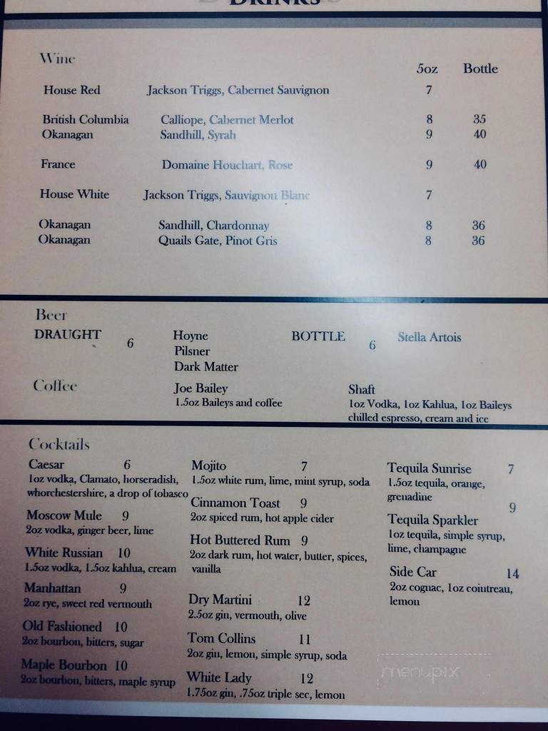 Cup Of Joe - Victoria, BC menu_pic