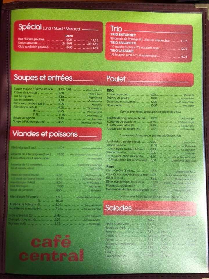 Cafe Central - Coaticook, QC menu_pic