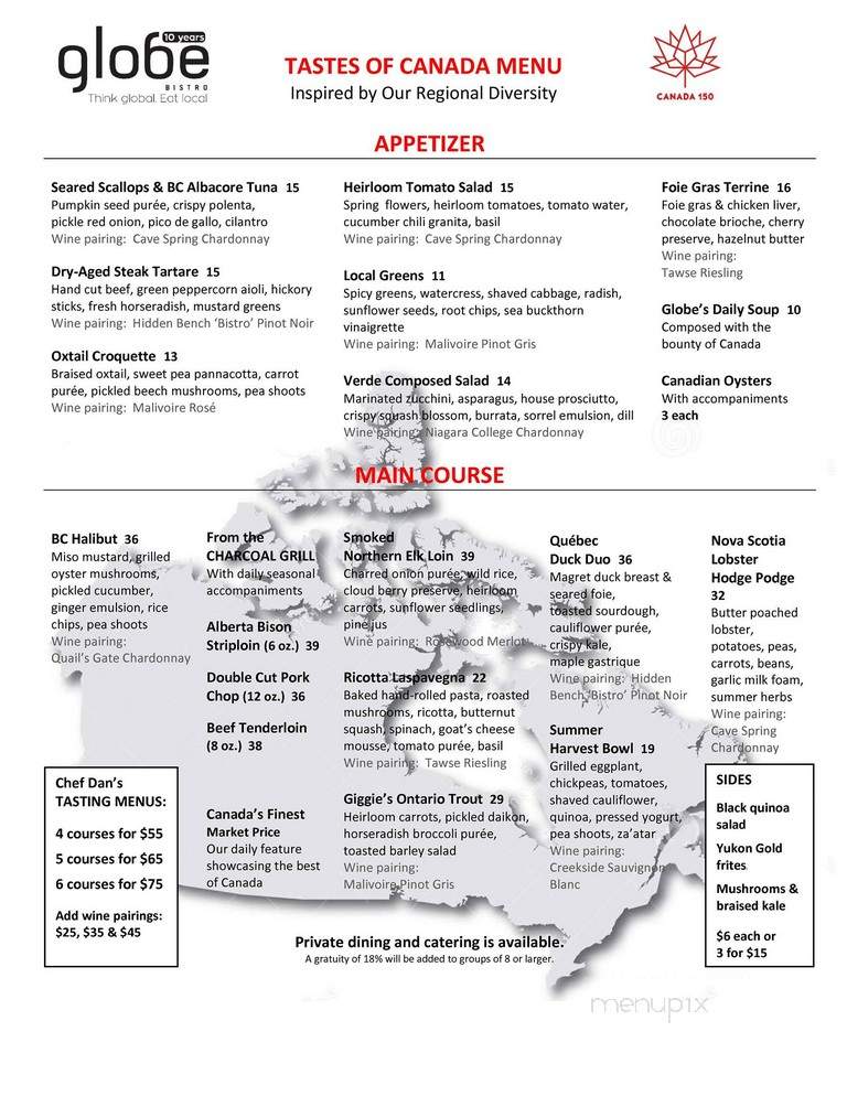 Globe Bistro - Toronto, ON menu_pic
