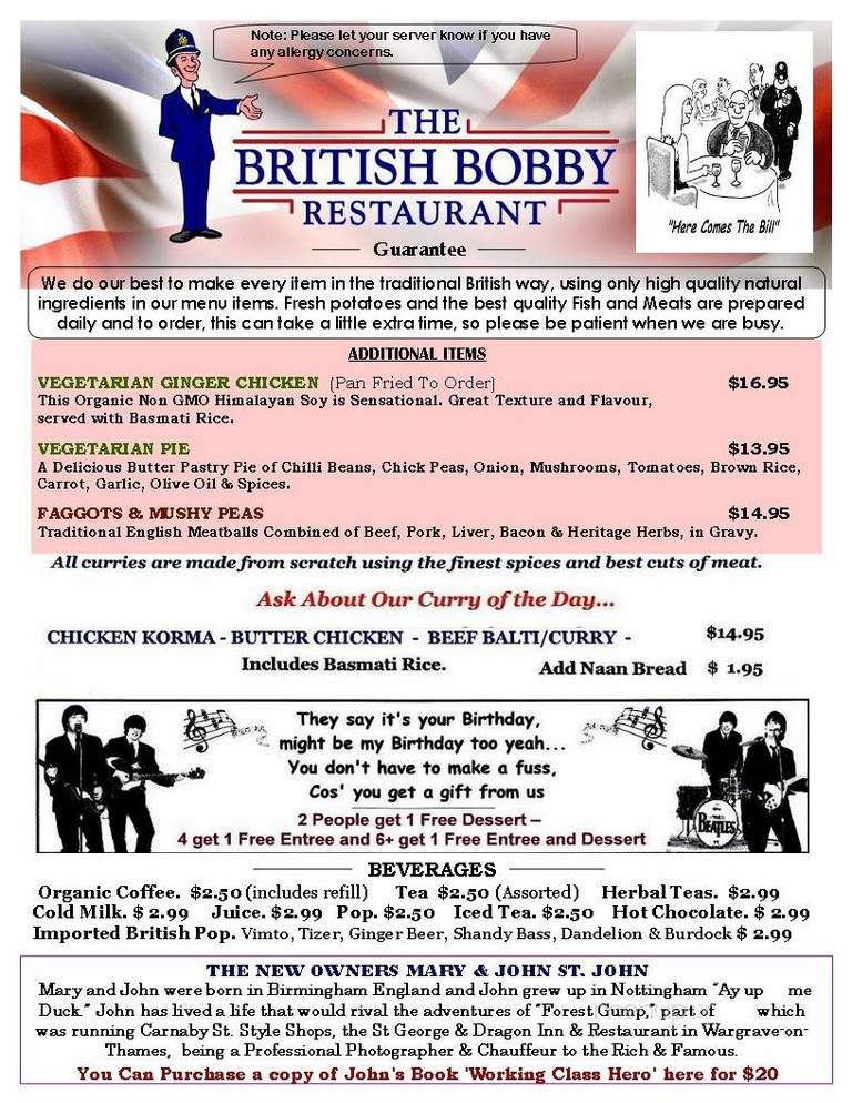 British Bobby Restaurant - Parksville, BC