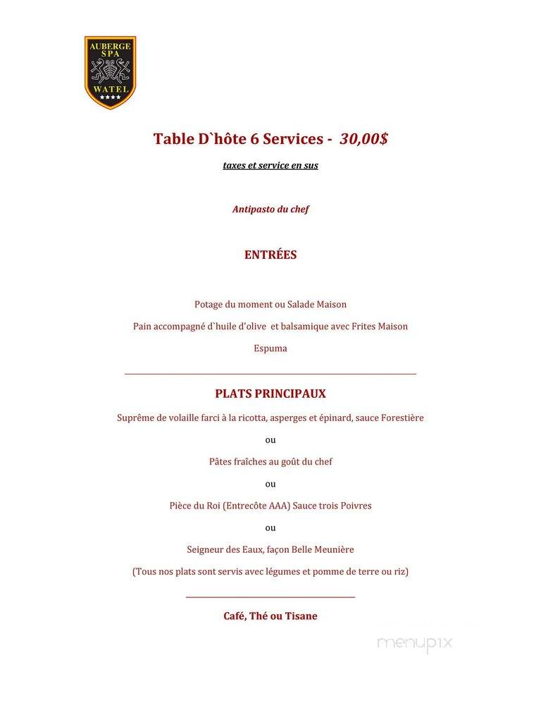 Auberge Et Restaurant La Caravelle Inc - Sainte-Agathe-Des-Monts, QC menu_pic