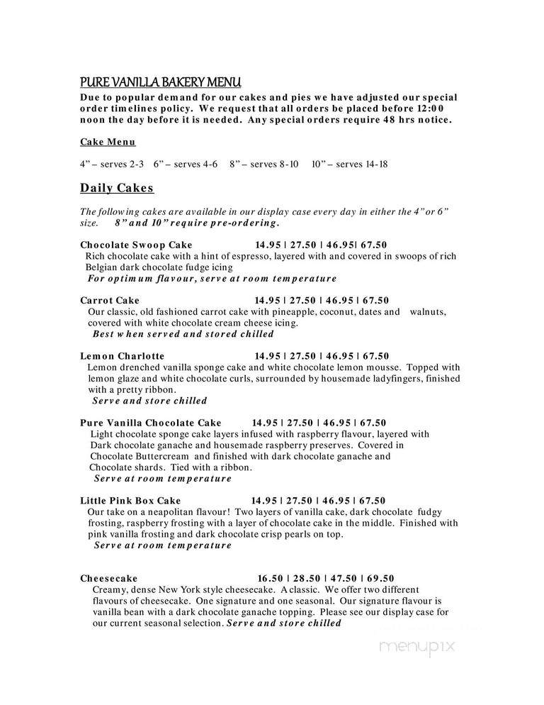 Pure Vanilla - Oak Bay, BC menu_pic