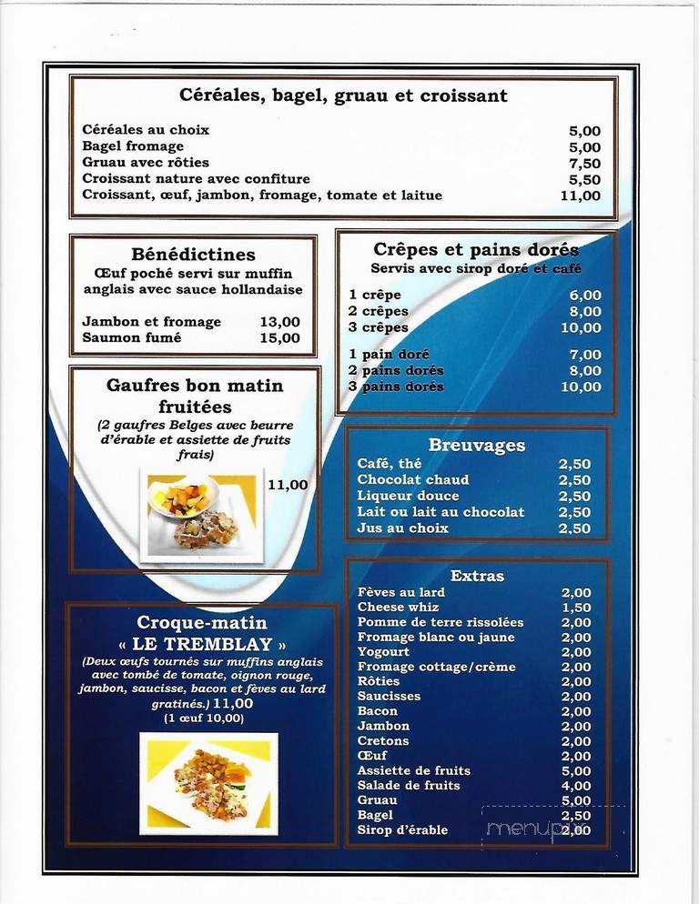 Restaurant-Bar Le Tremblay - Chicoutimi, QC menu_pic