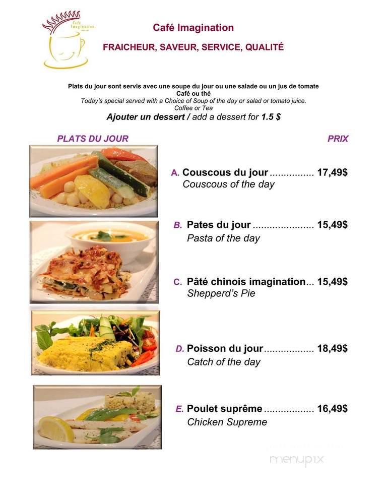 Cafe Imagination - Montreal, QC menu_pic