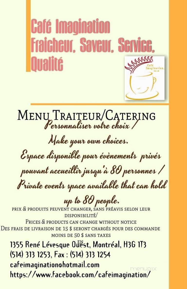 Cafe Imagination - Montreal, QC menu_pic