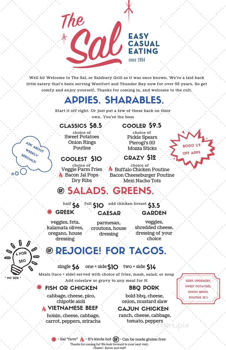 Salsbury Grill - Thunder Bay, ON menu_pic