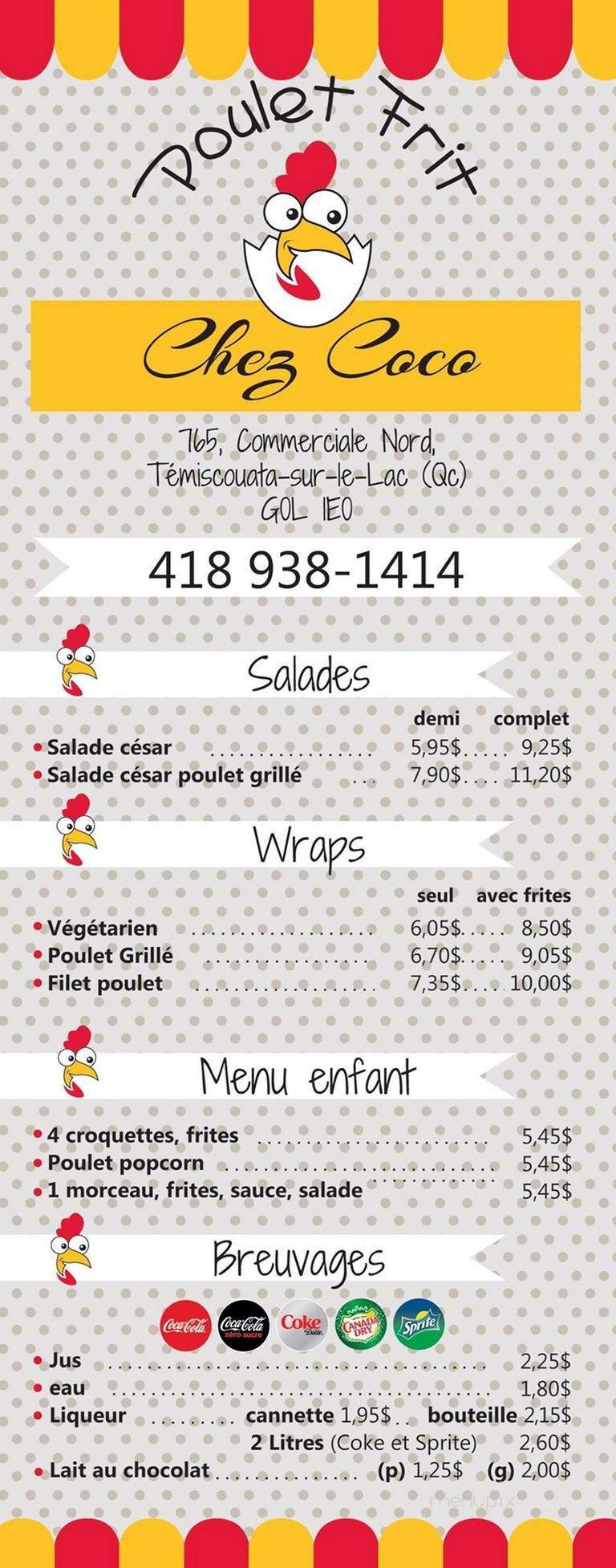 Poulet Frit Le Nid - Cabano, QC menu_pic