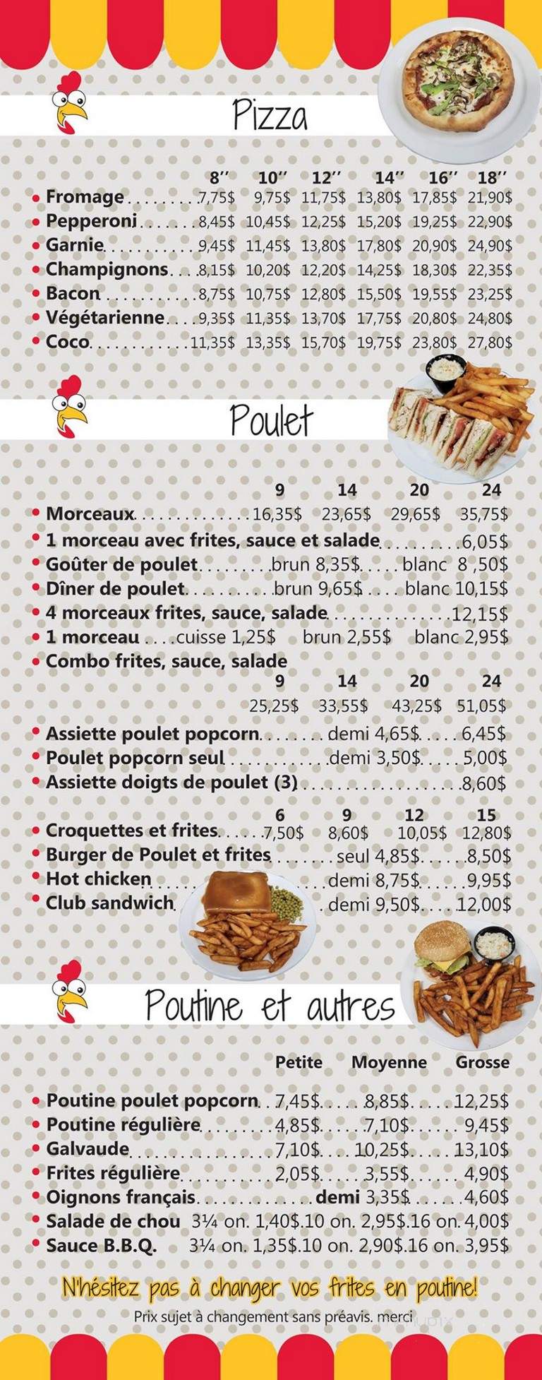 Poulet Frit Le Nid - Cabano, QC menu_pic