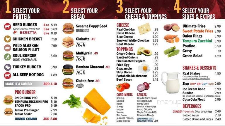 Hero Certified Burgers - Oshawa, ON menu_pic