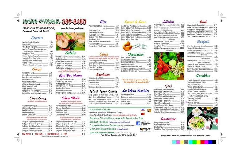 Lechee Garden Restaurant & Tavern - Kingston, ON menu_pic