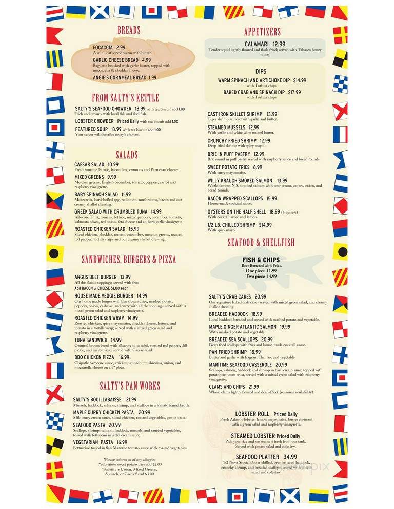 Salty's - Halifax, NS menu_pic