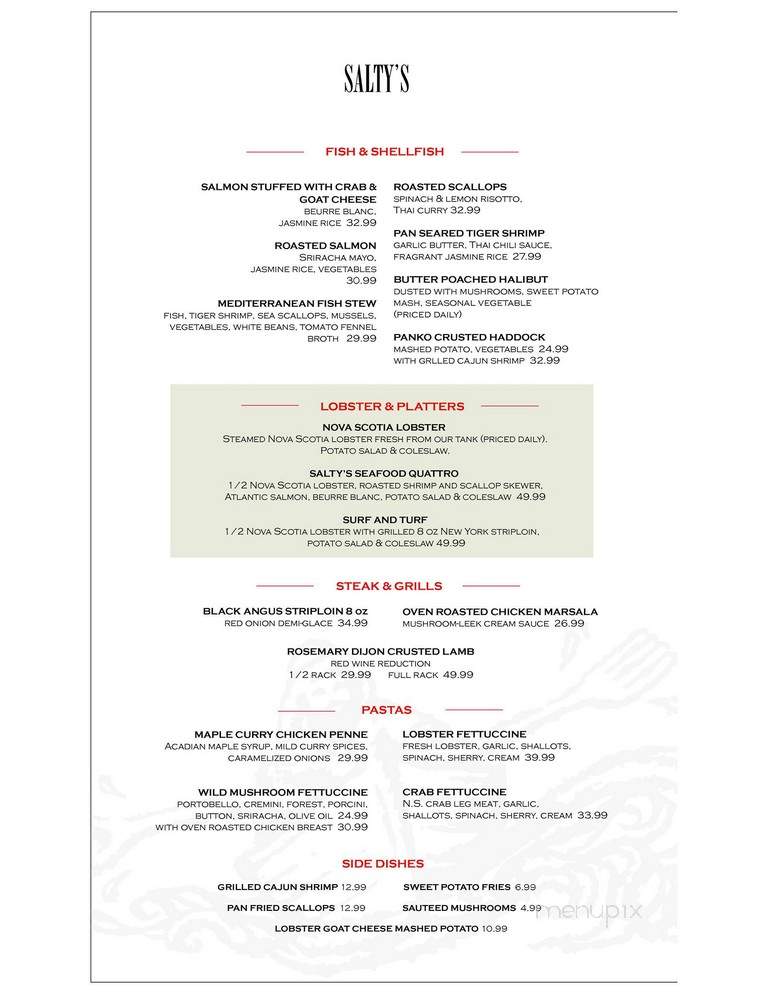 Salty's - Halifax, NS menu_pic