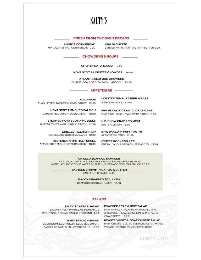 Salty's - Halifax, NS menu_pic
