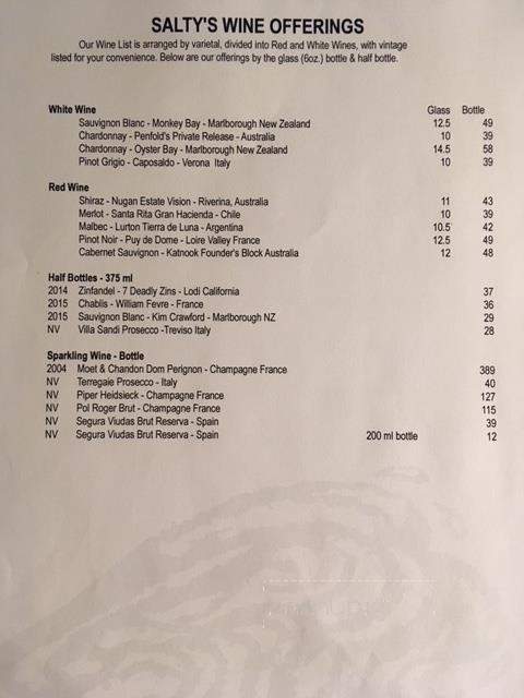 Salty's - Halifax, NS menu_pic