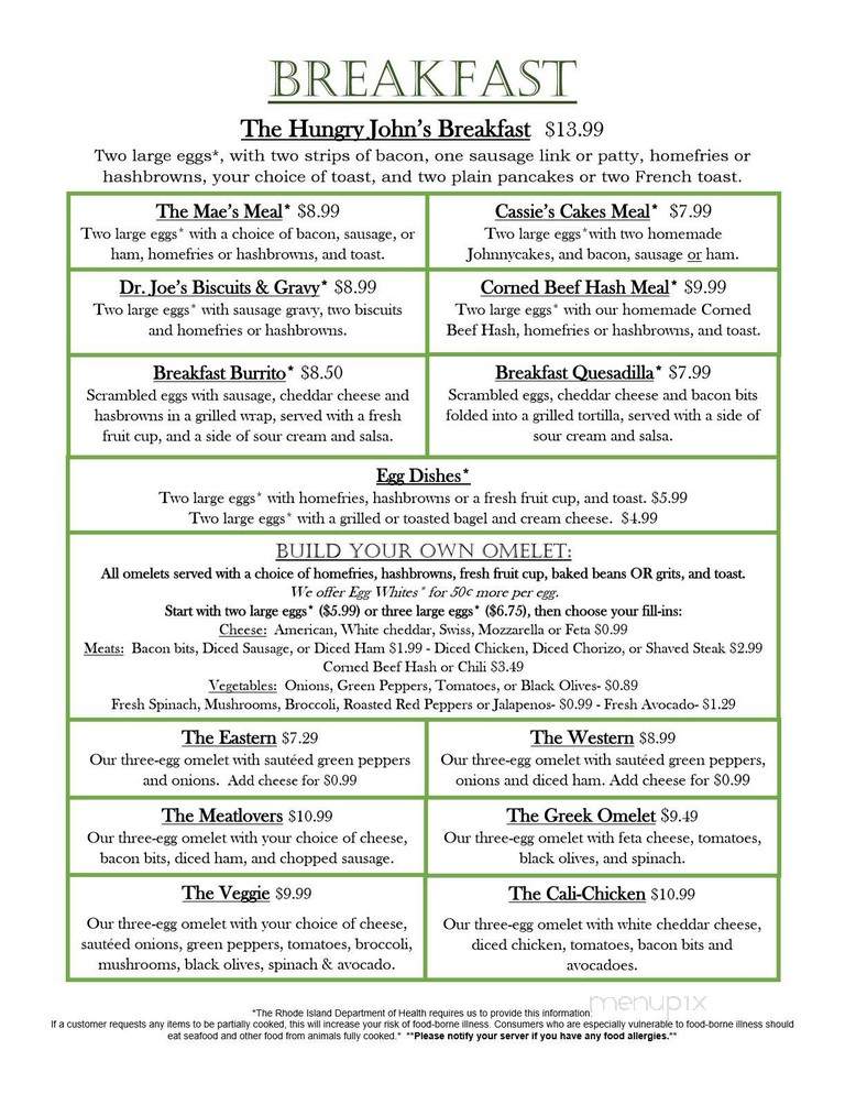 Mae's Place - Stevensville, ON menu_pic