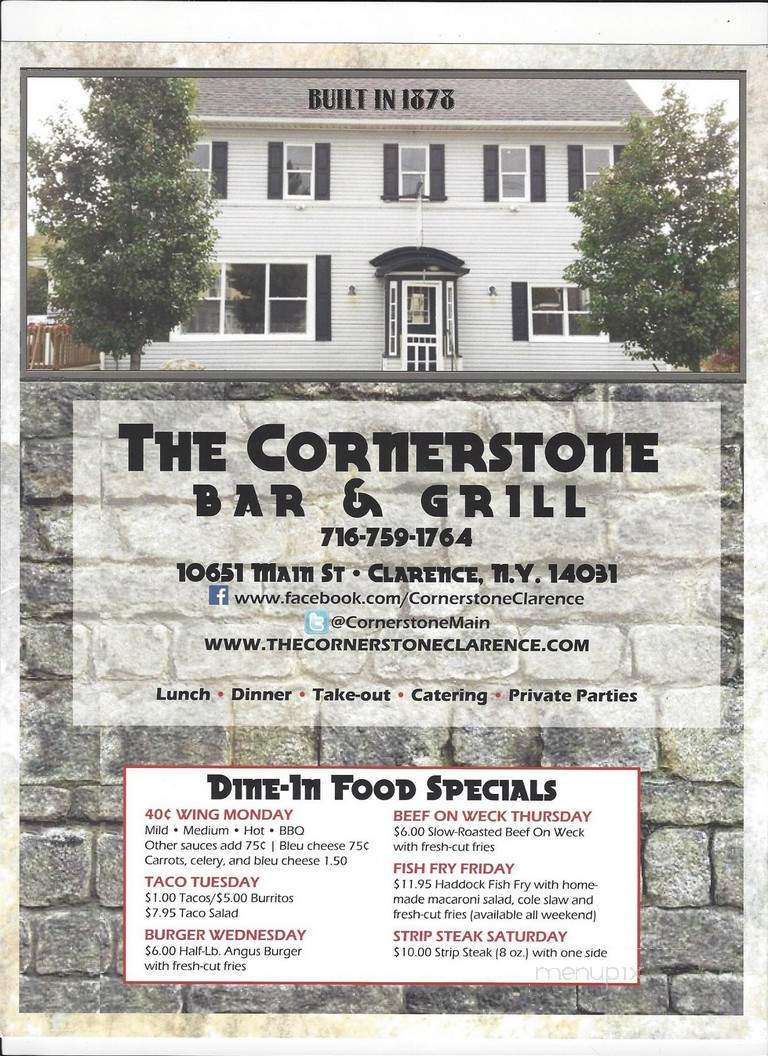 Cornerstone Bar and Grill - Ottawa, ON menu_pic