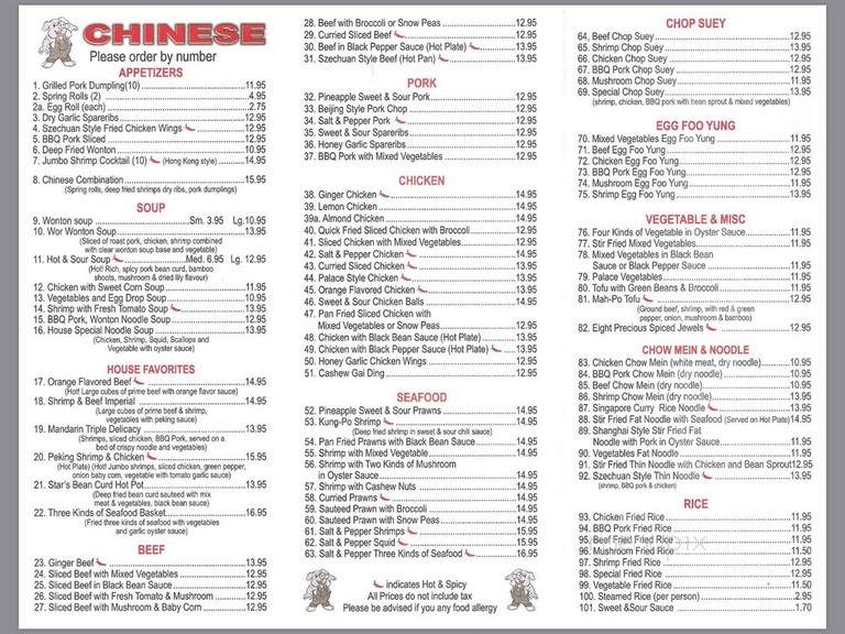 Ben Wong Restaurant - Blairmore, AB menu_pic