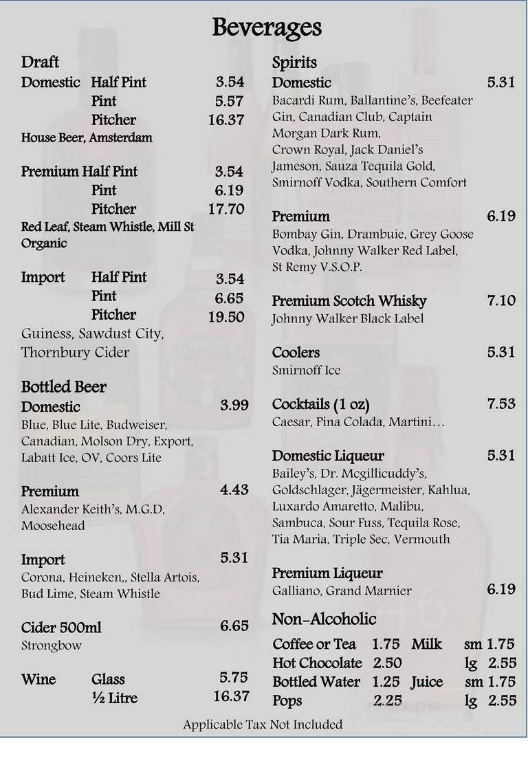 Sportster's - Toronto, ON menu_pic