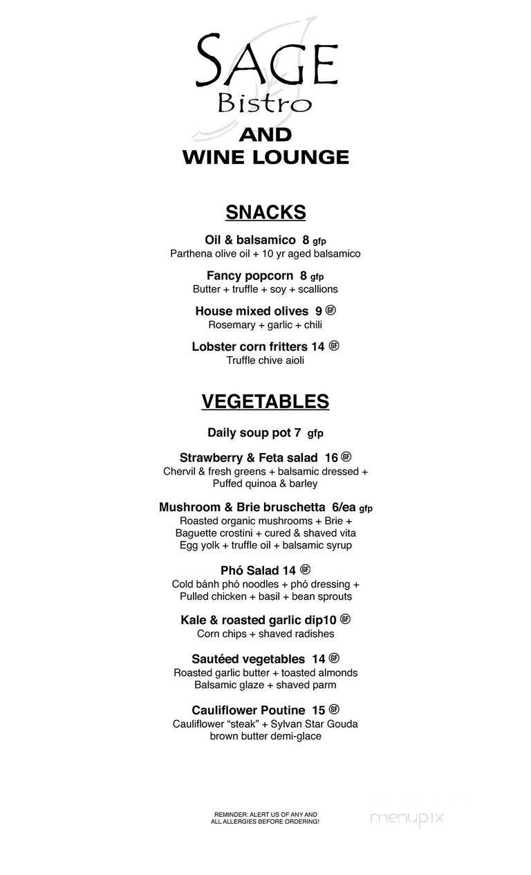 Sage Bistro - Canmore, AB menu_pic