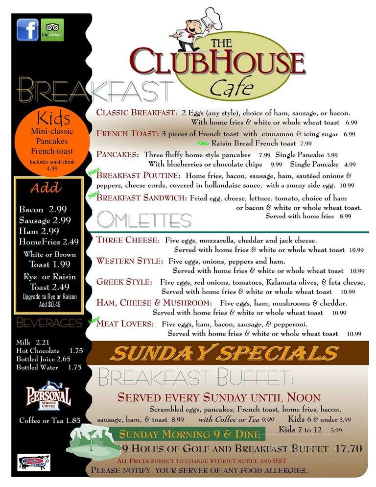 Cedar Valley Golf & Country Club - Brockville, ON menu_pic