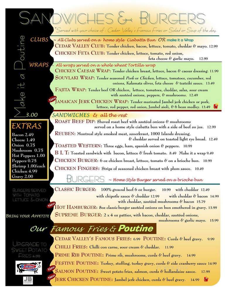 Cedar Valley Golf & Country Club - Brockville, ON menu_pic