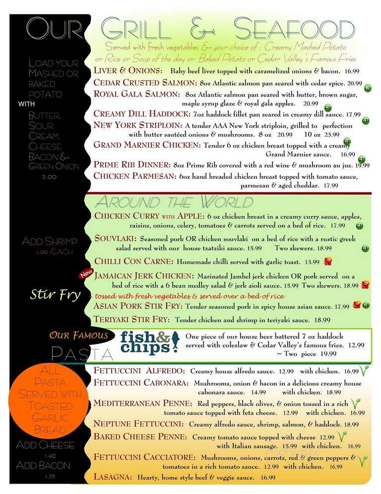 Cedar Valley Golf & Country Club - Brockville, ON menu_pic