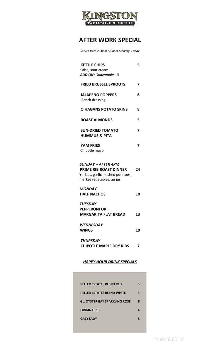 Kingston Taphouse & Grille - Vancouver, BC menu_pic