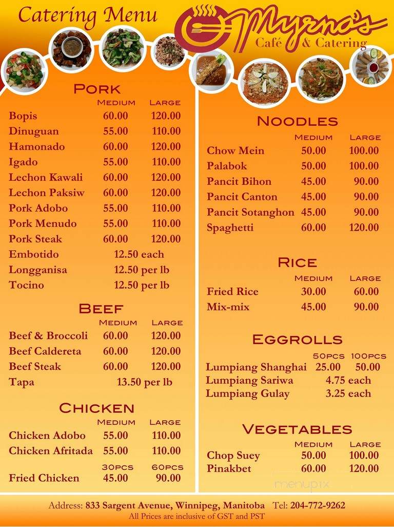 Myrna's Cafe & Catering - Winnipeg, MB menu_pic