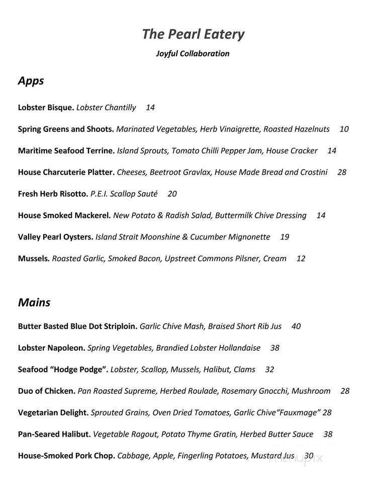 The Pearl Cafe - Rusticoville, PE menu_pic