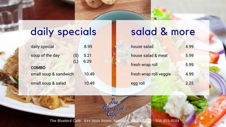 Bluebird Cafe - Moncton, NB menu_pic