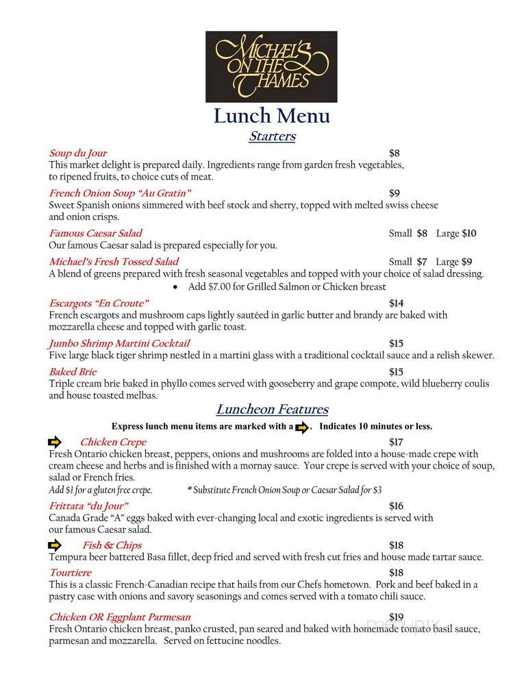 Michael's on the Thames - London, ON menu_pic