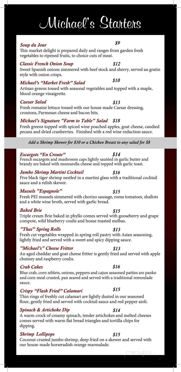 Michael's on the Thames - London, ON menu_pic