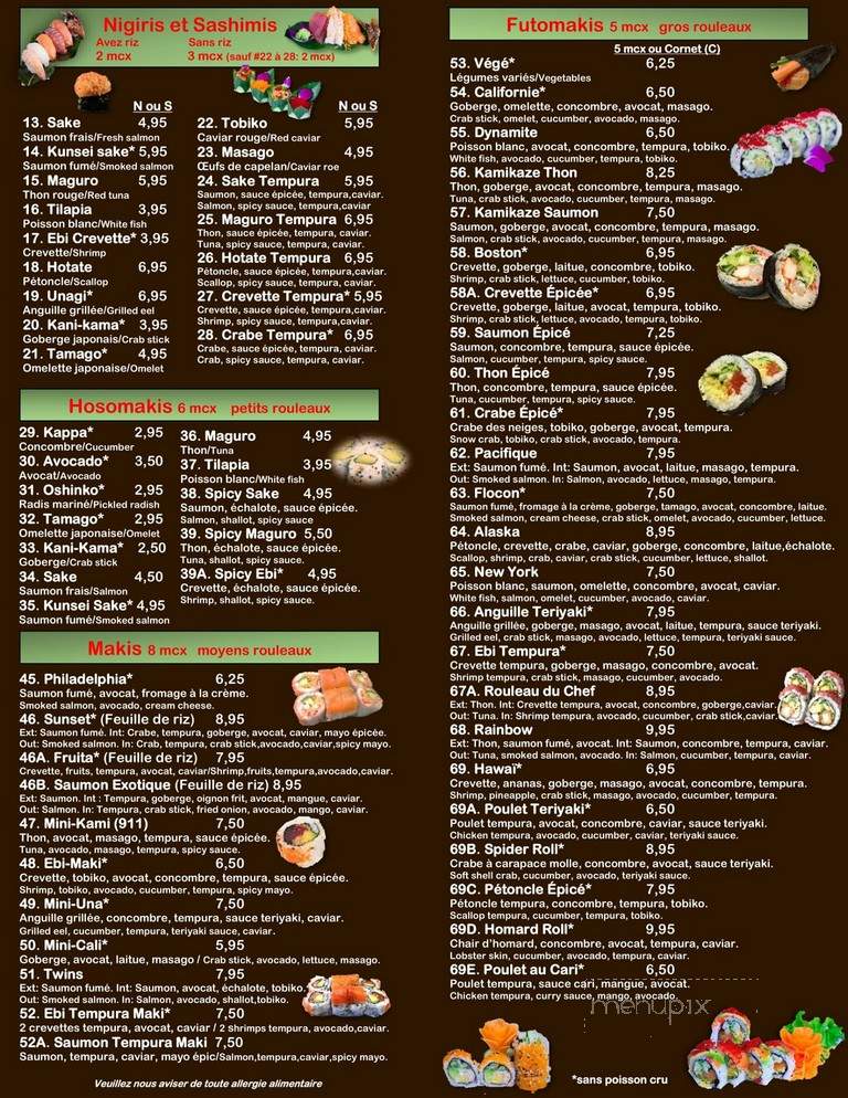 Sushi Chef - Montreal, QC menu_pic
