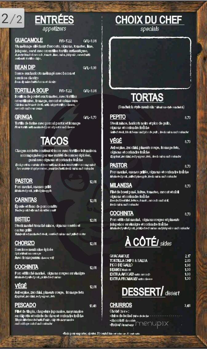 Resto Chili & Tequila Inc - Sainte-Agathe-Des-Monts, QC menu_pic
