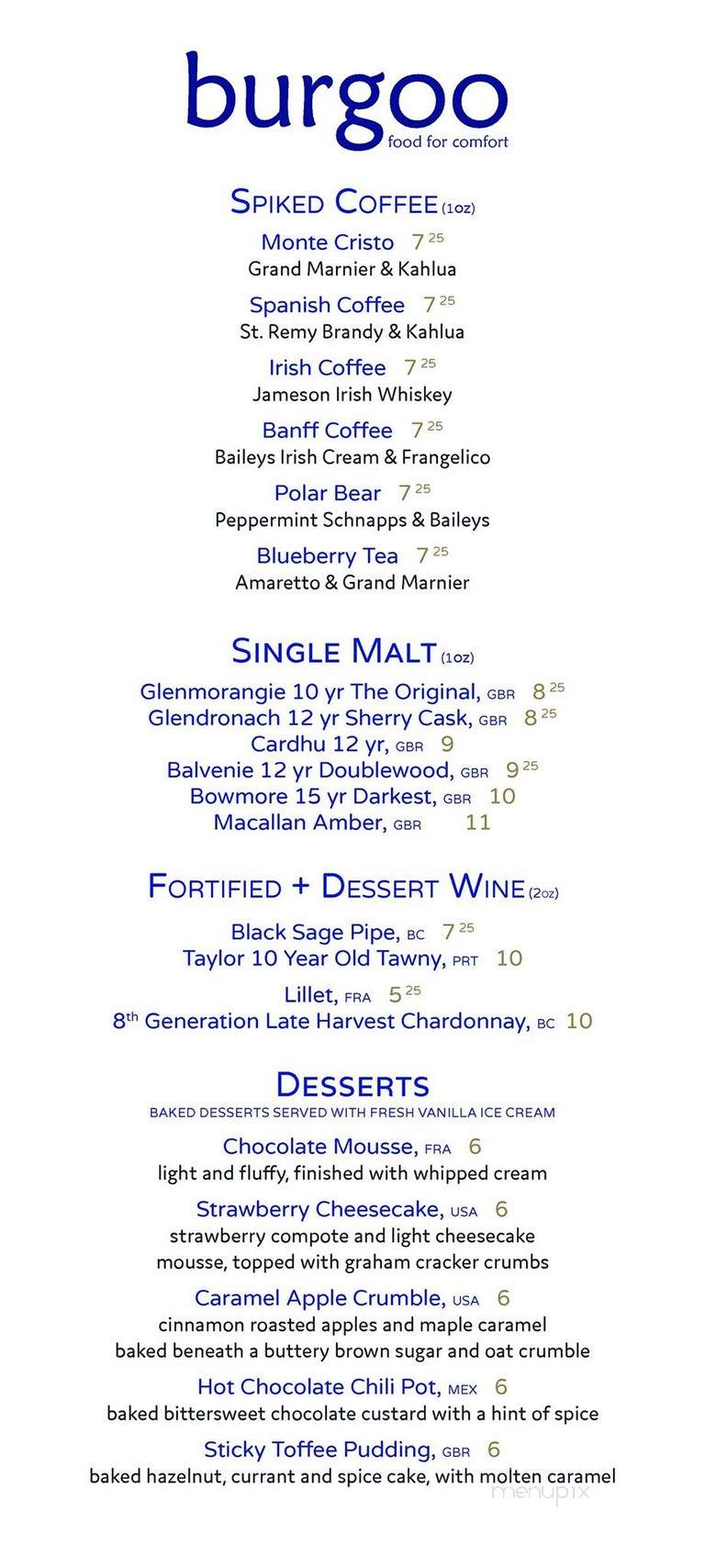 Burgoo Bistro Main St - Vancouver, BC menu_pic