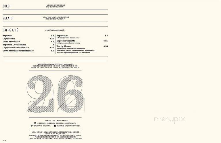 Terroni Restaurant - Toronto, ON menu_pic