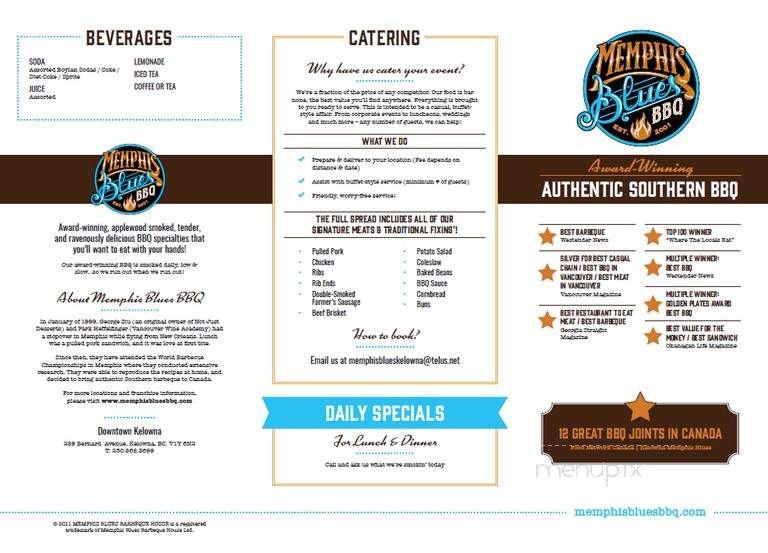 Memphis Blues Barbeque House - Kelowna, BC menu_pic