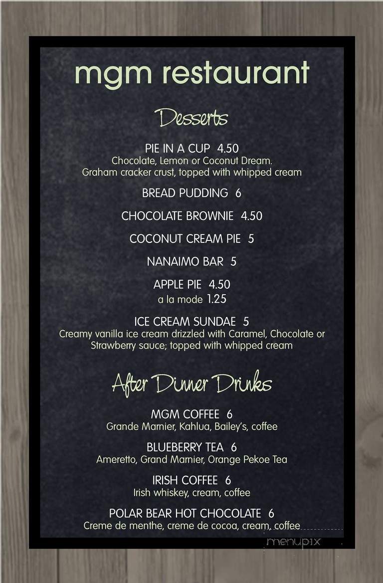 MGM Restaurant - Nanaimo, BC menu_pic