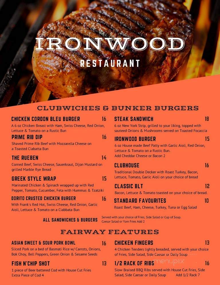 Ironwood Restaurant & Lounge - Salmon Arm, BC menu_pic