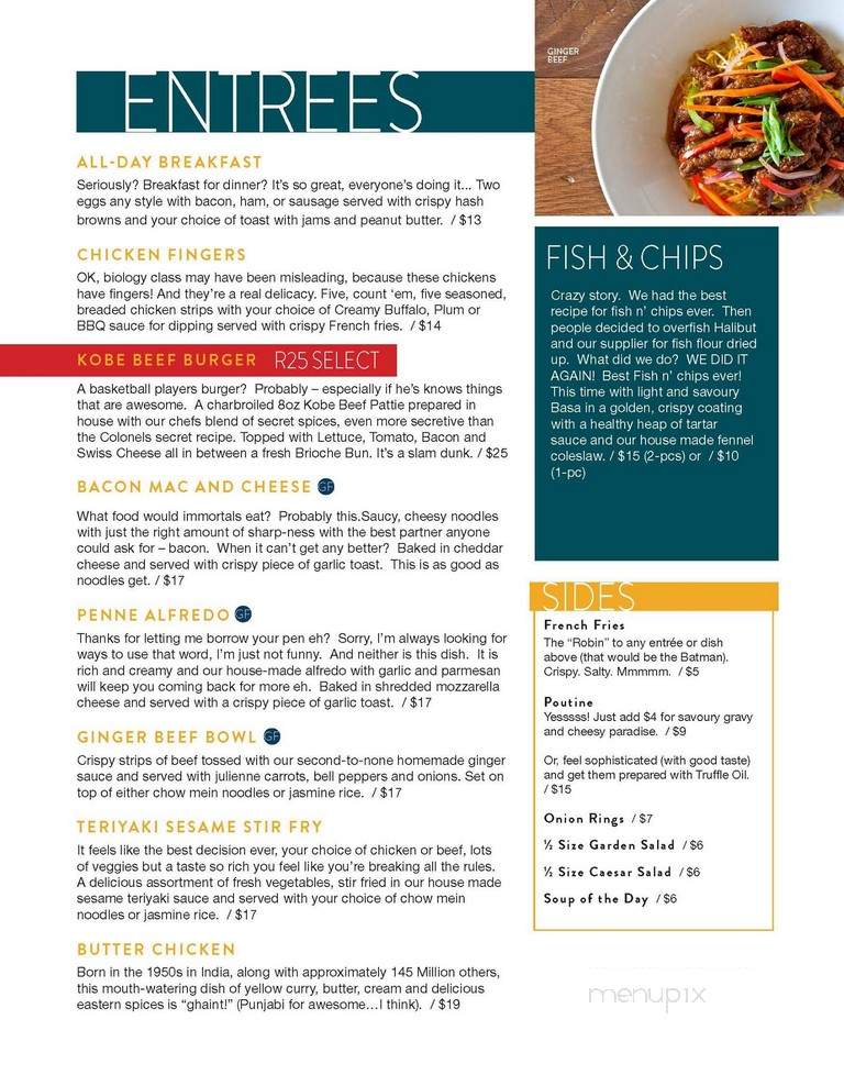 Timbers Resturant - Thunder Bay, ON menu_pic