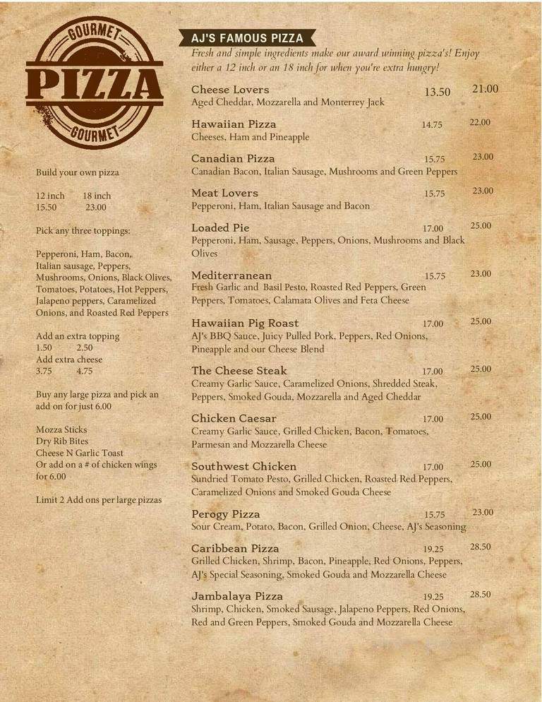 AJ's Trading Post - Thunder Bay, ON menu_pic