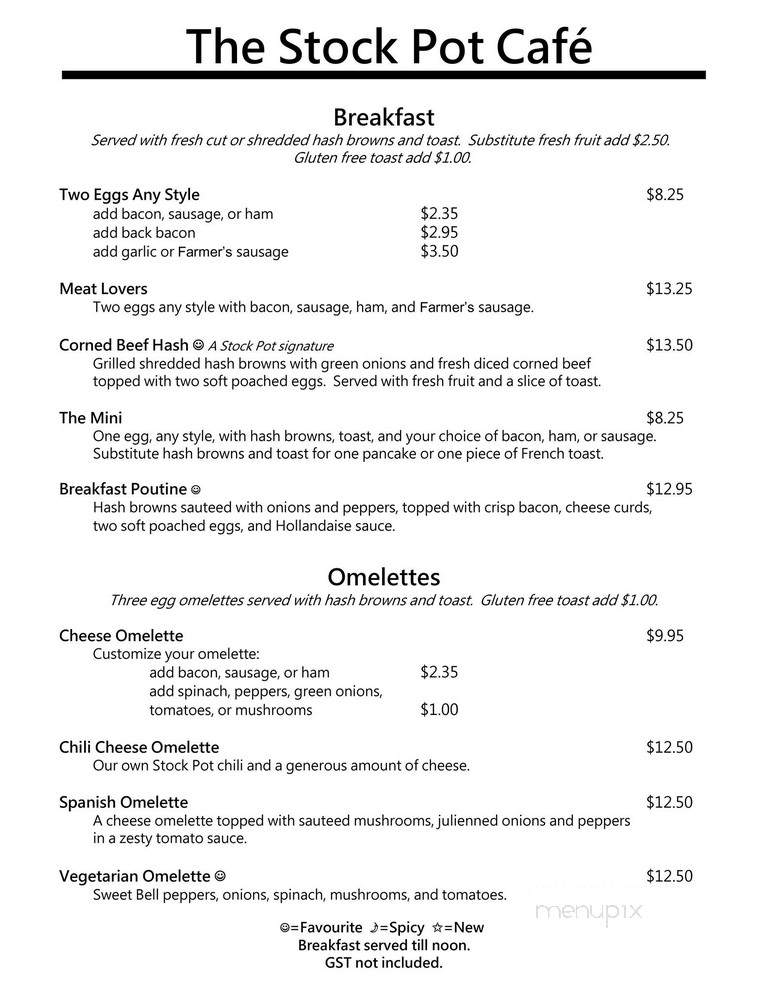 The Stock Pot Cafe - Kamloops, BC menu_pic