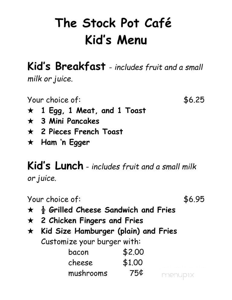 The Stock Pot Cafe - Kamloops, BC menu_pic