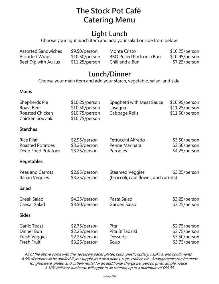 The Stock Pot Cafe - Kamloops, BC menu_pic