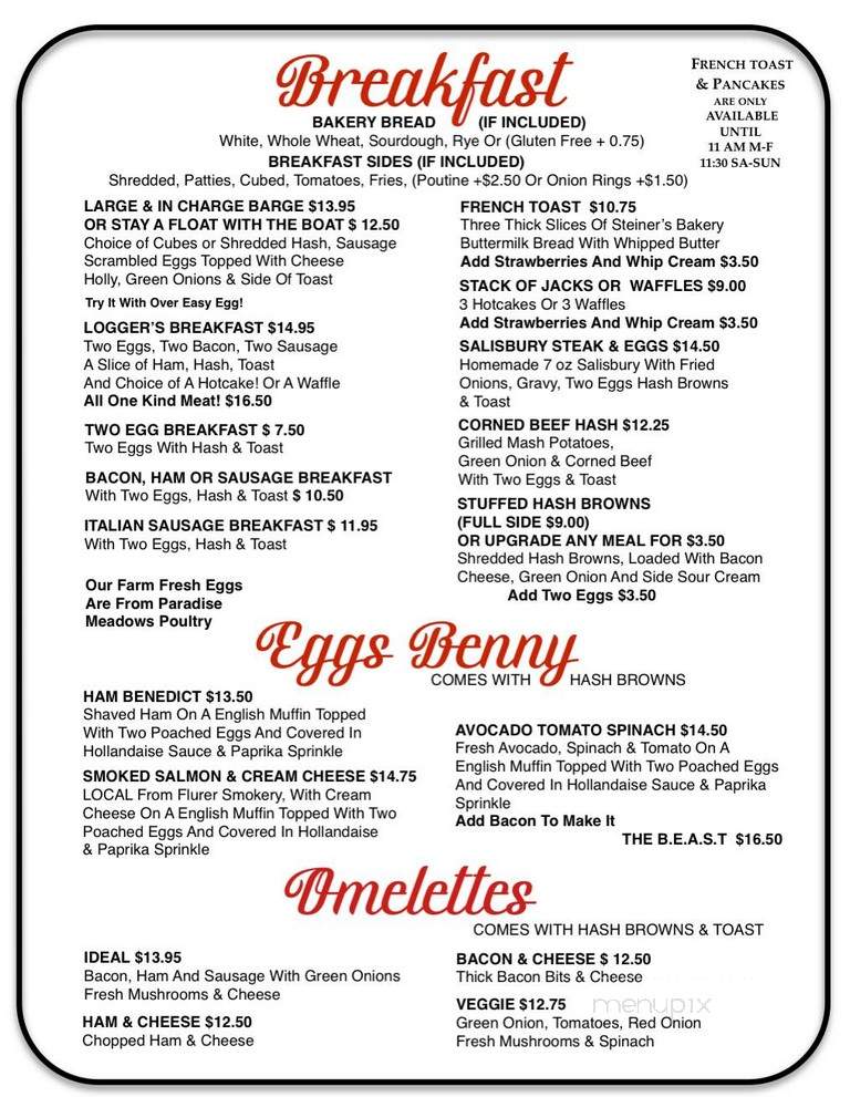 Ideal Cafe - Campbell River, BC menu_pic