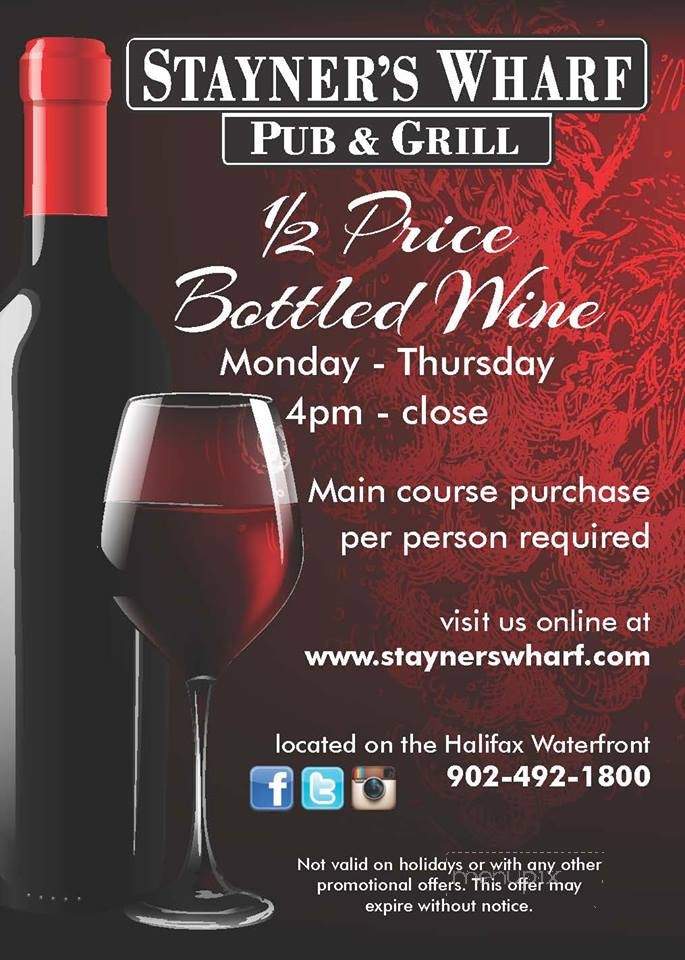 Stayner's Wharf Pub & Grill - Halifax, NS menu_pic